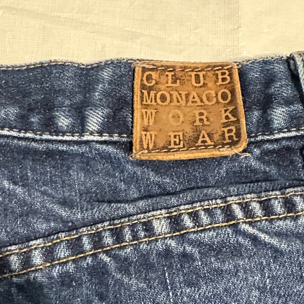 Vintage Club Monaco Dark Blue Straight Jeans Button Fly Distressed Hem - Picture 6 of 9